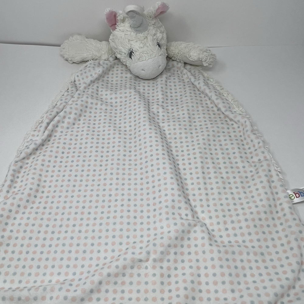 Ebba Lovey Blanket OS White Dotted Unicorn Plush Security Toy